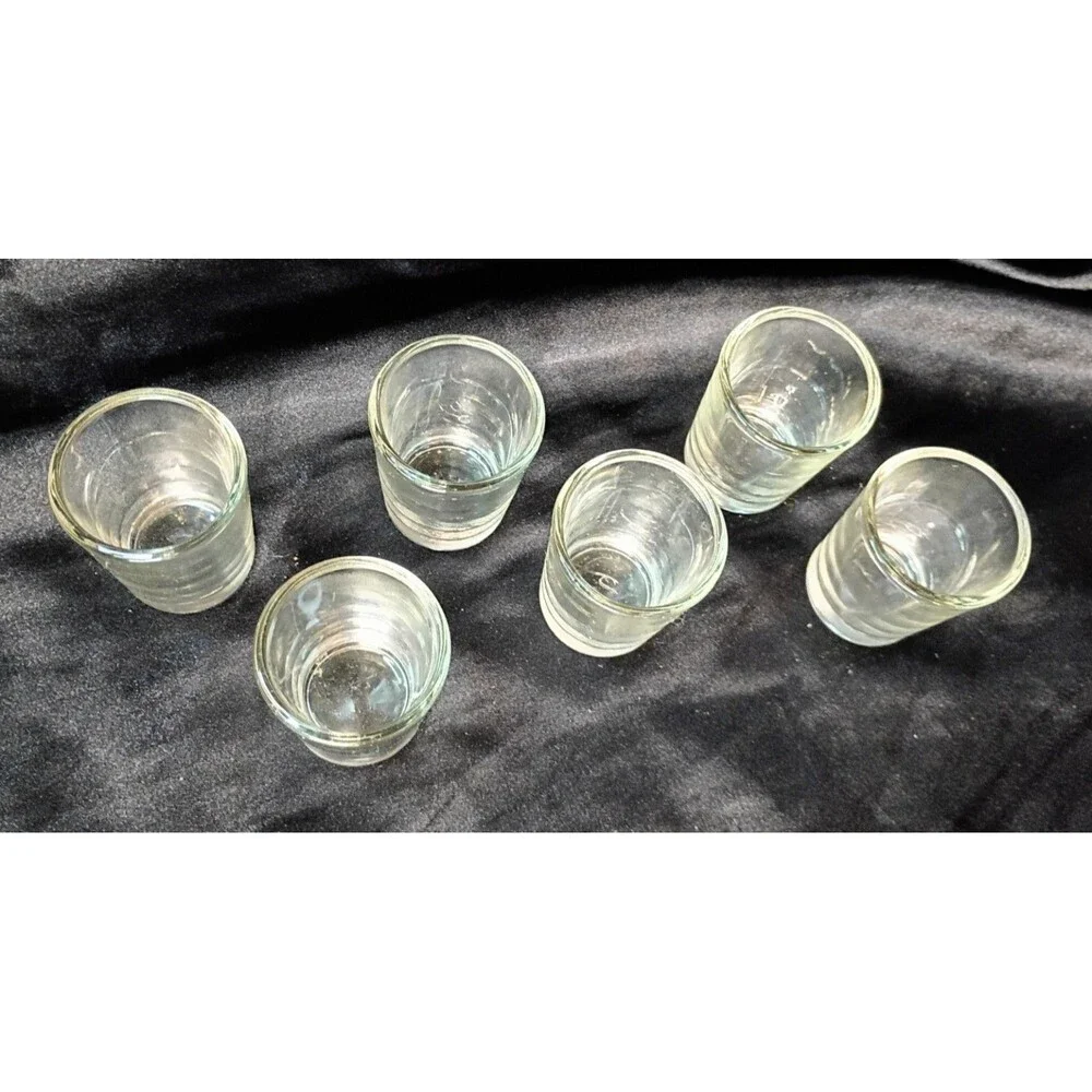 Lot Of 6 Vintage Clear Glass Shot Glasses
